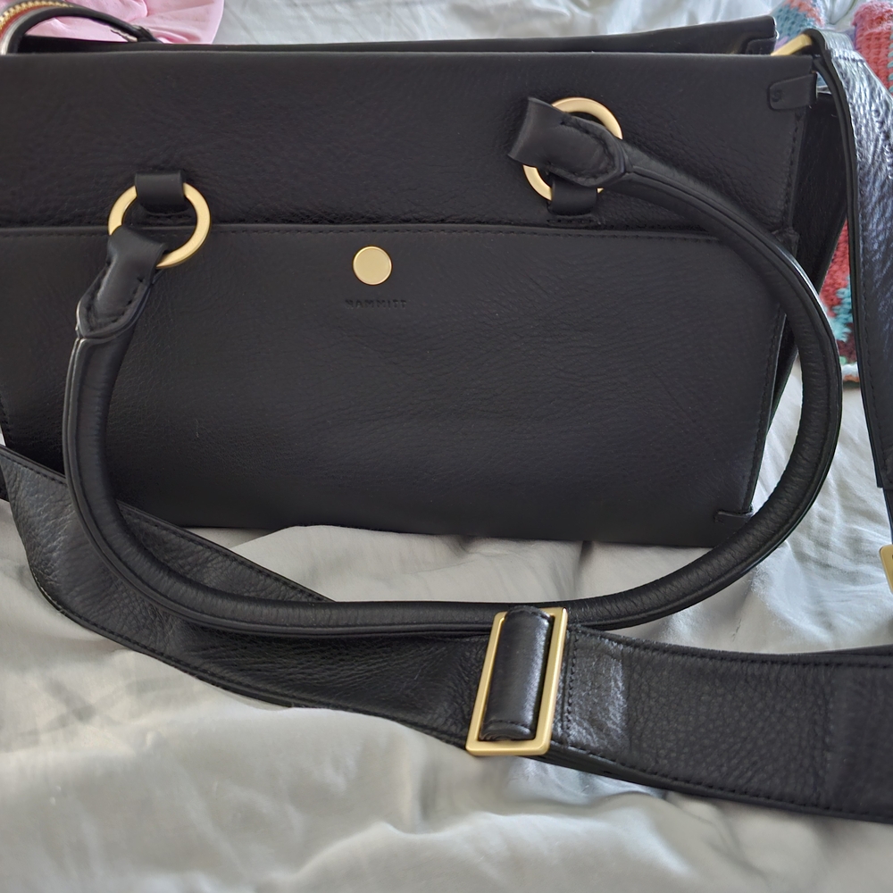 Hammitt Black Leather Crossbody with Gold Stud Accents - Picture 3 of 7